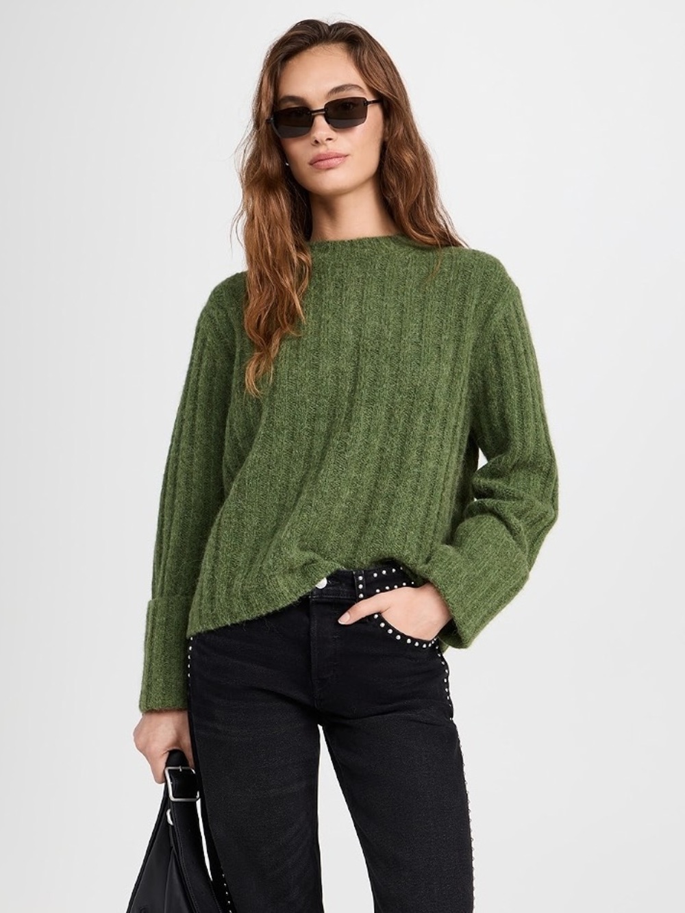 Rag & Bone Stassi Crew Neck Sweater in Green